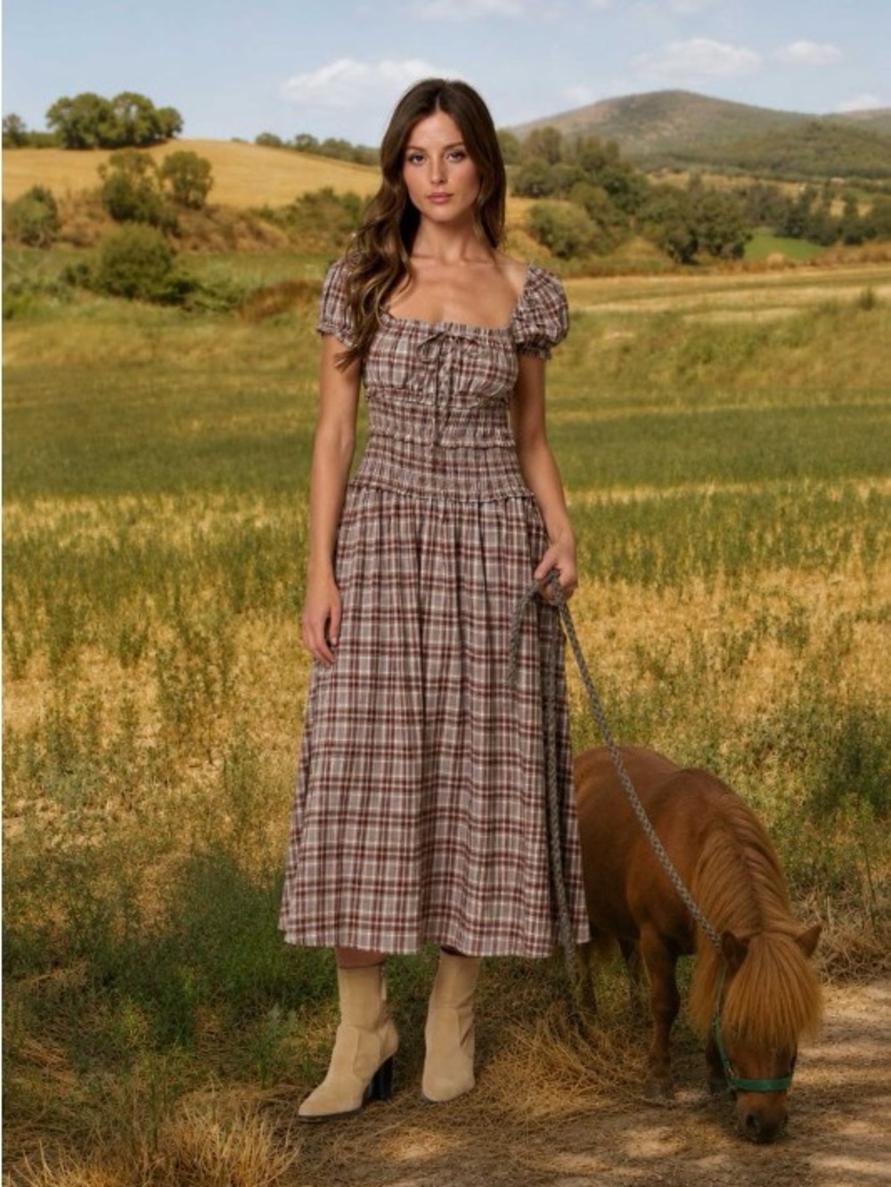 Burgandy Plaid Dress